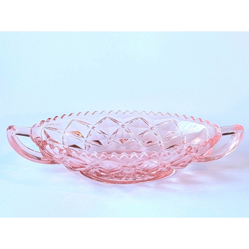 Pink depression Rose Glassware boat dish
